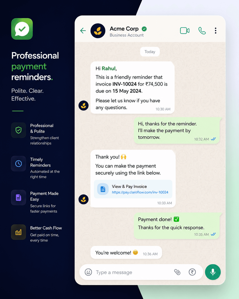 WhatsApp Payment Reminders: Best Practices for SMBs
